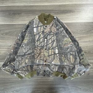 Vintage Camo Detroit Bomber Jacket Adult Large RealTree Boxy Work USA Made 90s